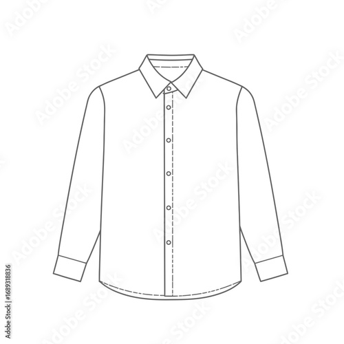 Long Sleeve Button Down Shirt Technical Drawing