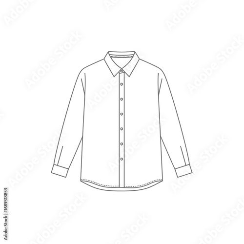 Long Sleeve Button Down Shirt Technical Drawing
