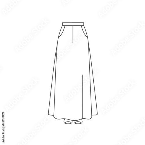 Long White Skirt Fashion Design Illustration