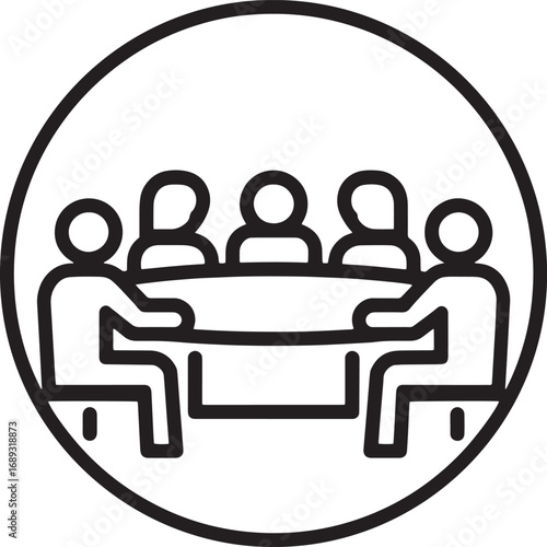 Illustration of people sitting around a conference table