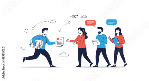 Teamwork and collaboration in a business environment during a project development process
