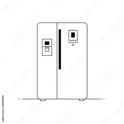 Modern White Double Door Refrigerator Illustration