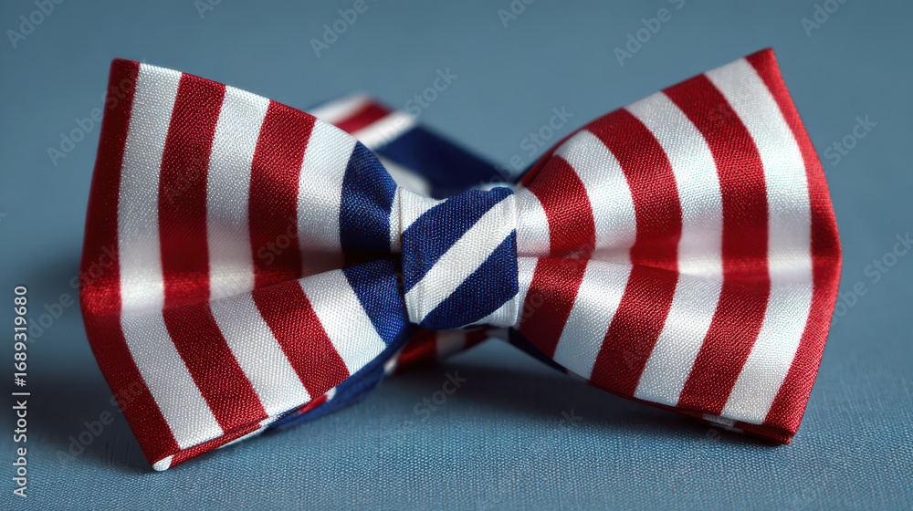 Obraz premium Elegant Red, White, and Blue Striped Bow Tie: A Patriotic Fashion Accessory for Formal Attire