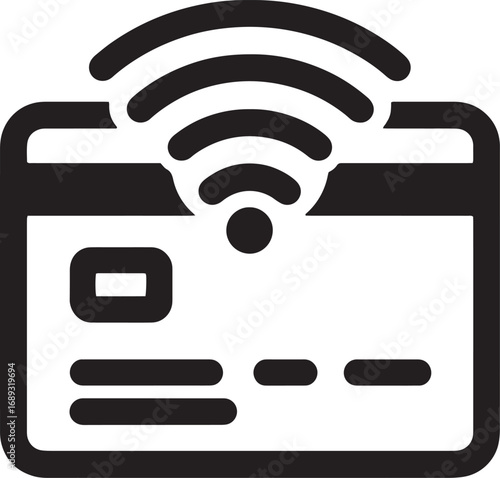 Vector art of contactless credit card with wifi signal
