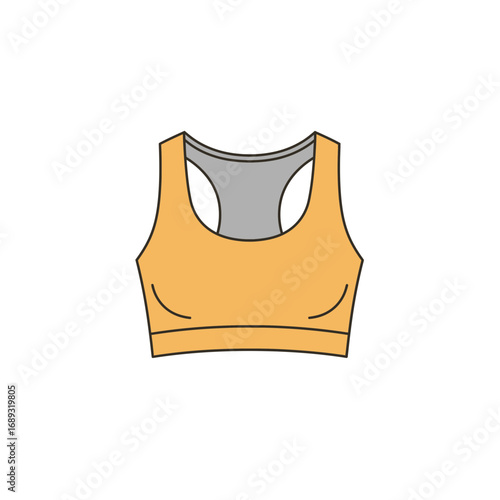 Orange and Gray Sports Bra, Athletic Apparel, Yoga Top, Fitness Wear, Workout Clothing, Activewear