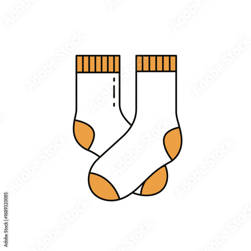 Pair of White Socks with Orange Accents Illustration