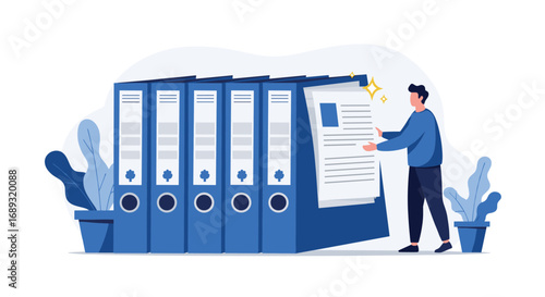 Organizing important business documents within a filing cabinet system for efficient record keeping