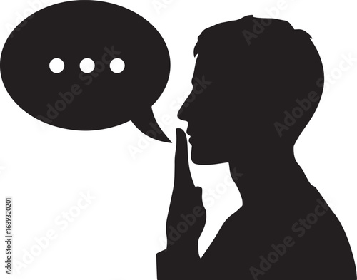 Vector art of silhouette of a person whispering