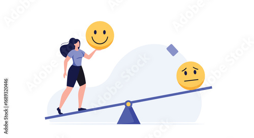 Balancing positive and negative emotions a woman tries to maintain emotional equilibrium