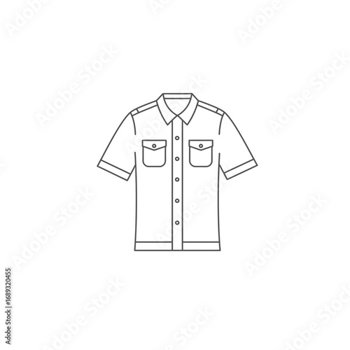 Short Sleeve Collared Shirt with Pockets Line Art Illustration