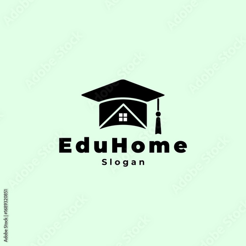 home and graduate logo design. creative education, real estate, construction icon vector.
