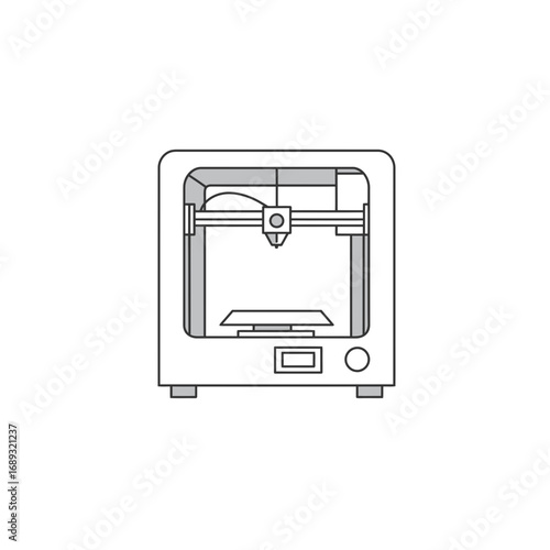 White 3D Printer Icon Illustration