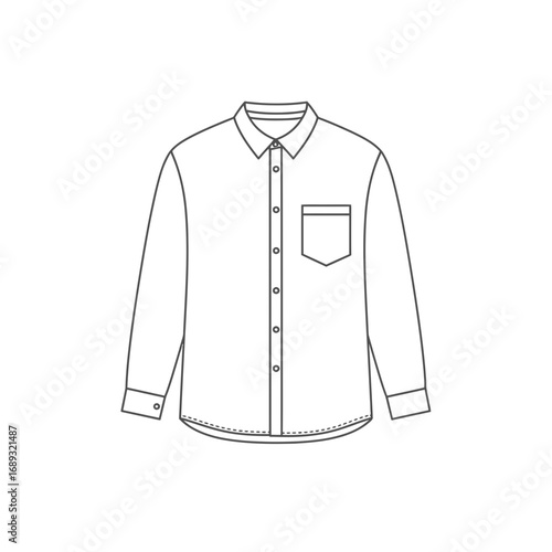 White Long Sleeve Button Down Shirt Outline Illustration