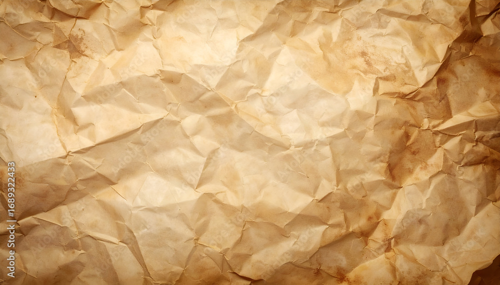 Obraz premium Texture of Crumpled Beige Paper with Brown Stains