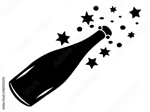 Champagne Bottle Cork Popping  silhouette vector