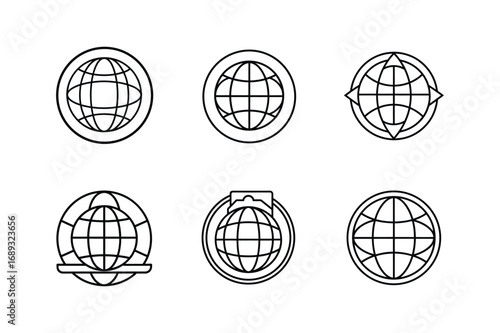 global trade line art vector illustration