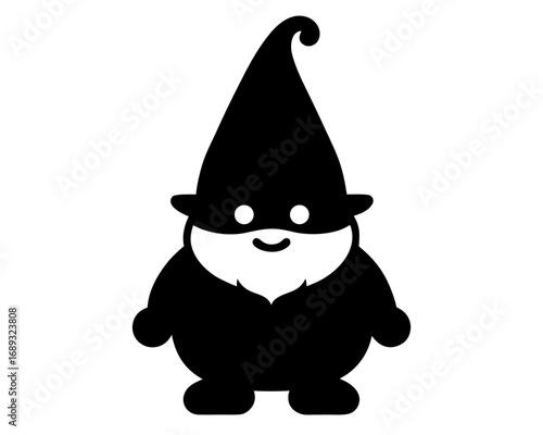 Cute Christmas gnome  simple black silhouette vector