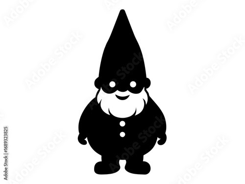 Cute Christmas gnome  simple black silhouette vector