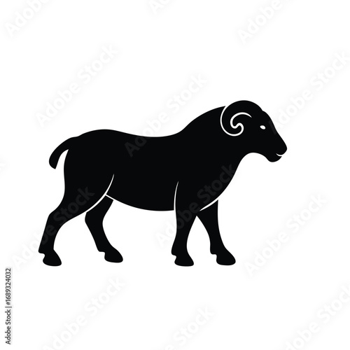 Bighorn sheep ram silhouette vector icon. Wild mountain animal graphic design illustration