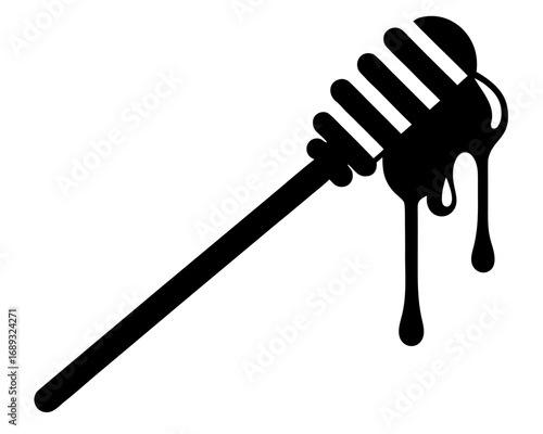 Honey dipper stick with dripping honey silhouette vector,Honey dipper stick icon