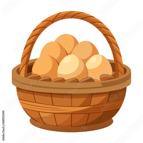 wooden egg in basket