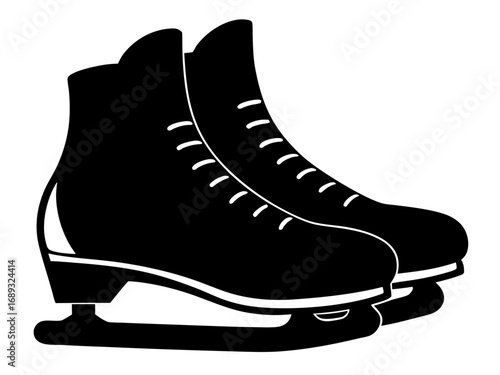 Ice Skating shoes black silhouette vector icon