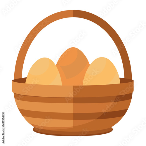 wooden egg in basket