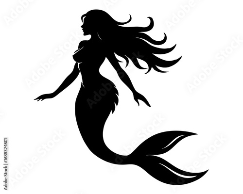 Mermaid Silhouette silhouette vector,Mermaid icon