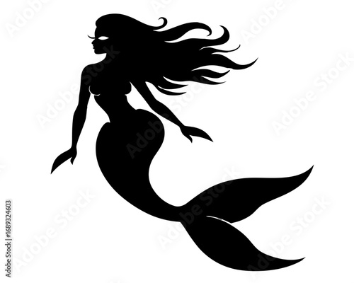 Mermaid Silhouette silhouette vector,Mermaid icon