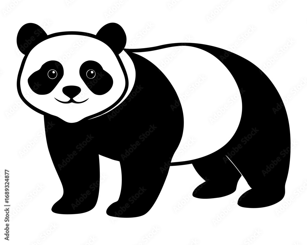Fototapeta premium Panda black silhouette vector,Panda icon