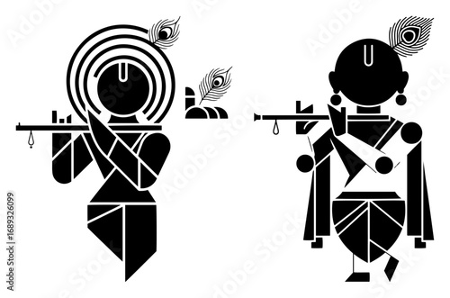 Krishna abstract flute player silhouette collection