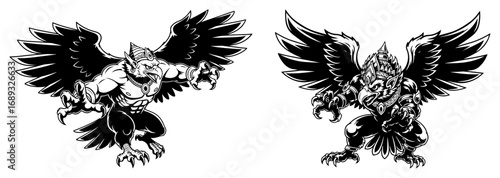 Garuda mythical bird-man warrior vector