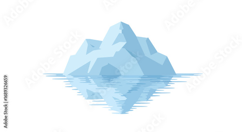 Iceberg Floating in Water with Reflection Cold Climate.
