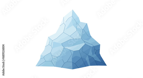 Isolated Cartoon Iceberg with Jagged Edges and Blue Hue.