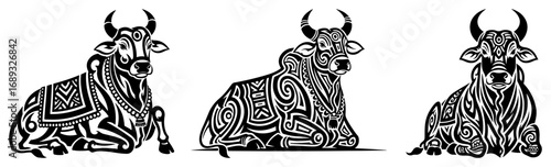 Tribal style sacred Indian Nandi bull collection