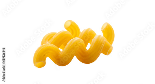 Close Up of Cavatappi Pasta on White Background for Italian Food and Cooking Concepts
