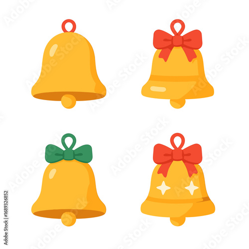 Modern Flat Christmas Bell Icons Set