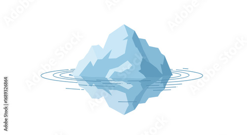 Stylized Iceberg Floating in Water with Reflection.