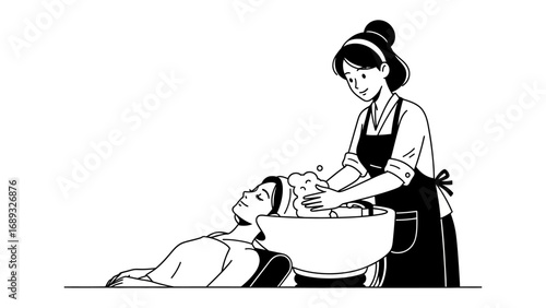 Stylist washing client s hair in a salon sink with gentle care and professional service