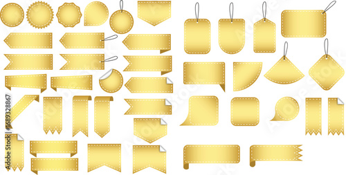 Set of Gold Price Tag with Dot