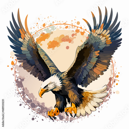 haast’s eagle diving talons first with dense stipple cadences sequential feather lines and voided sky