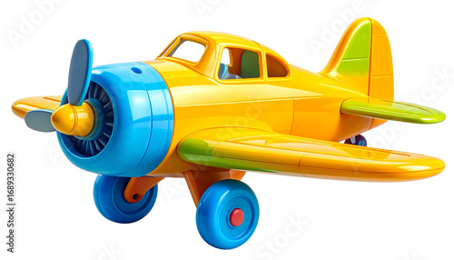 Toy Plane PNG, Colorful Miniature Airplane with Wings and Propeller, Transparent Background, Kids Plaything Illustration, Aviation Toy Design