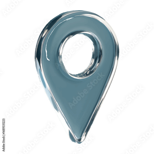 A metal pin badge bearing a silver 3D key is isolated on a white background