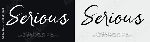 Serious Signature Elegant Branding Typeface. Handwritten Script Editable Text Effect Template. vector illustration 
