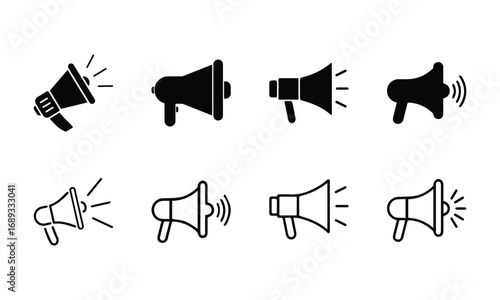 Loudspeaker megaphone icon. Megaphone icon set. Megaphone icon collection. Advertising concept on flat line style. vector illustration eps file