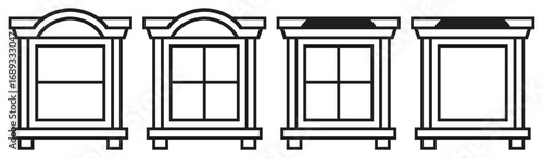 Set of decorative vintage window frame designs.