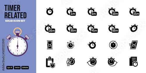 timer solid icon set vector design good for web and mobile app