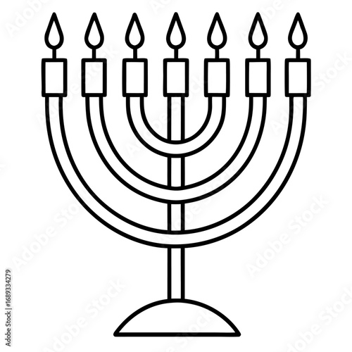 Minimalist line art Hanukkah menorah illustration vector design for modern use,