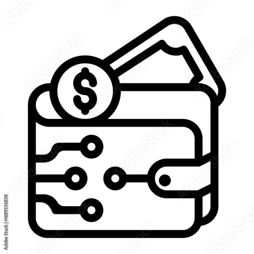 icon wallet coin with style outline