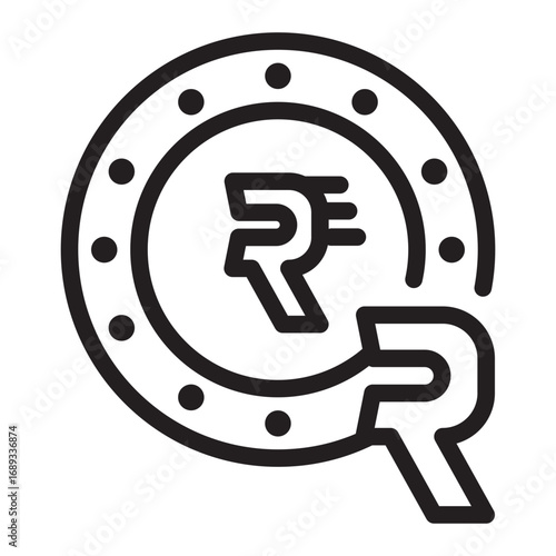 icon rupee coin with style outline